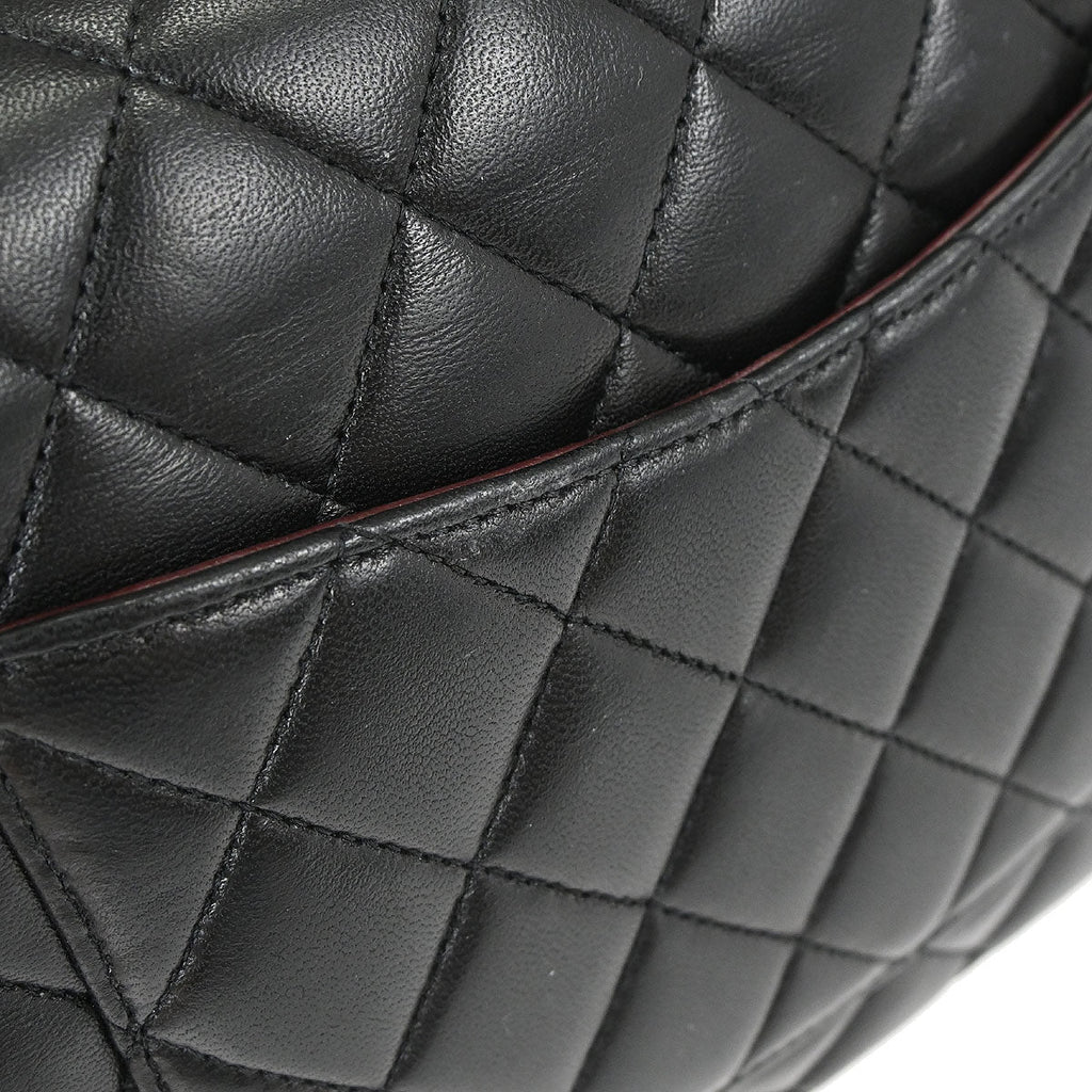 Chanel 2014-2015 Black Lambskin Medium Classic Double Flap Shoulder Bag