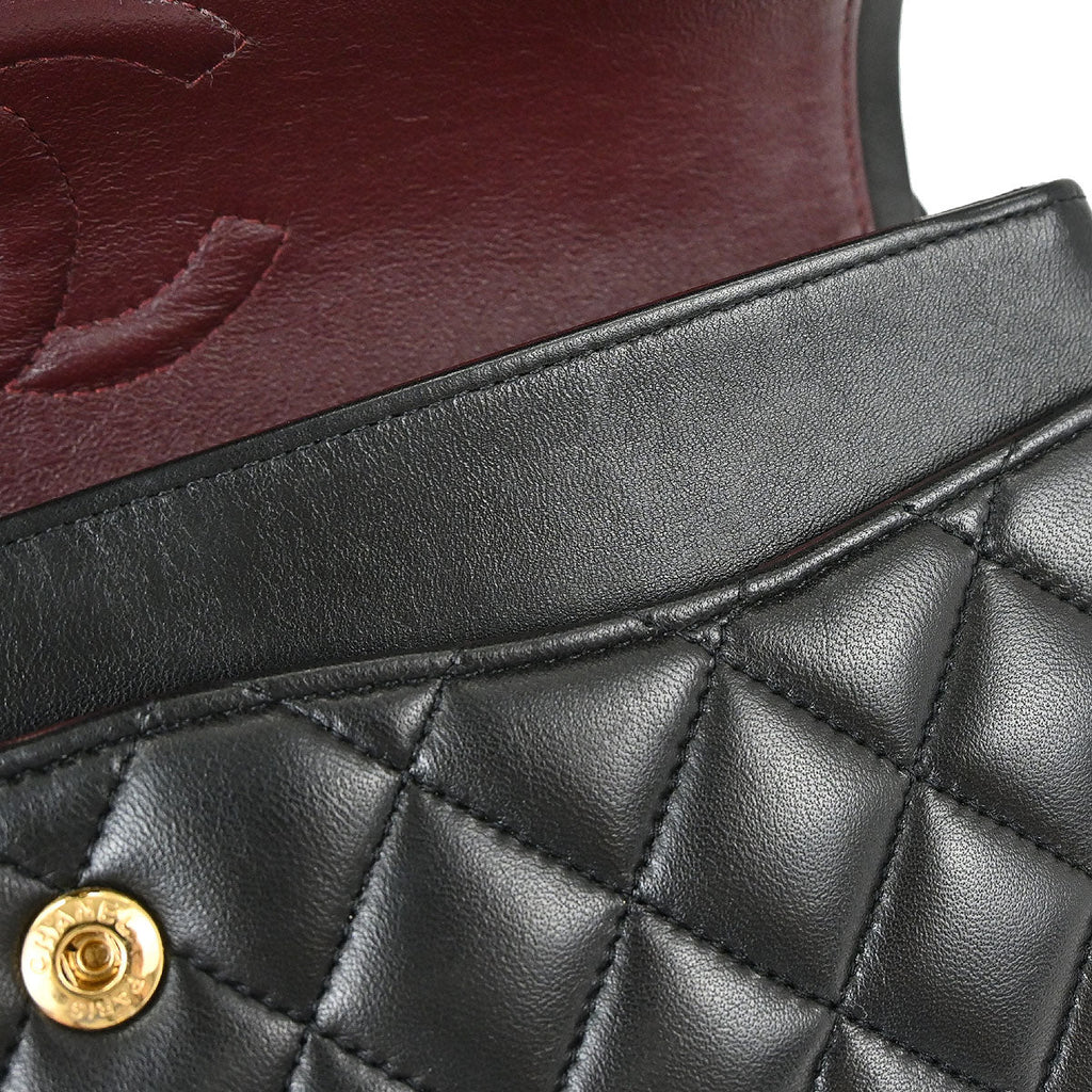 Chanel 2014-2015 Black Lambskin Medium Classic Double Flap Shoulder Bag
