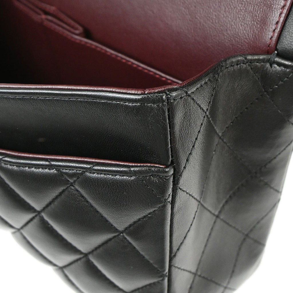 Chanel 2014-2015 Black Lambskin Medium Classic Double Flap Shoulder Bag