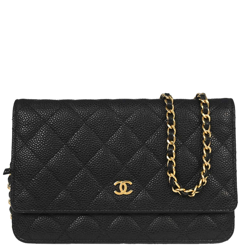 Chanel 2015-2016 Black Caviar Skin Classic WOC Wallet on Chain Bag