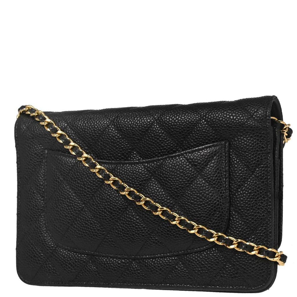 Chanel 2015-2016 Black Caviar Skin Classic WOC Wallet on Chain Bag