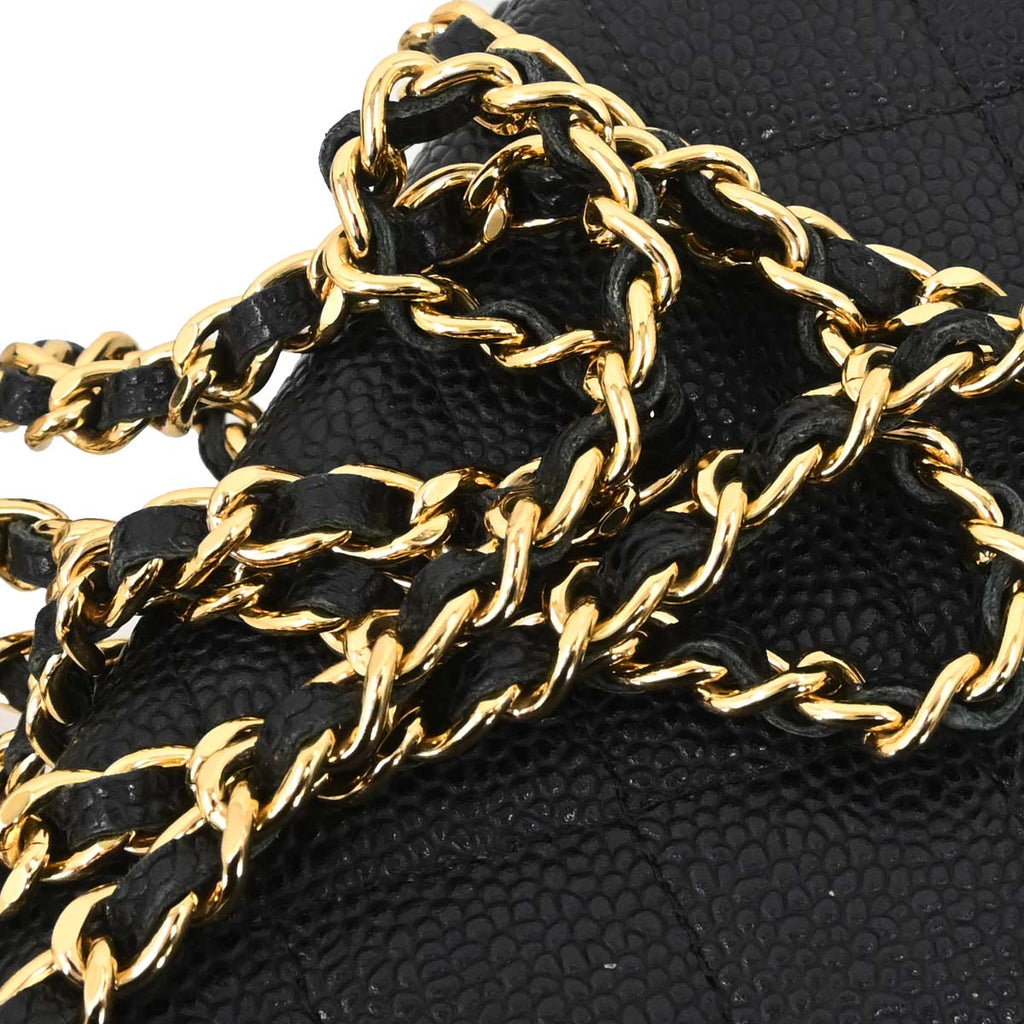 Chanel 2015-2016 Black Caviar Skin Classic WOC Wallet on Chain Bag
