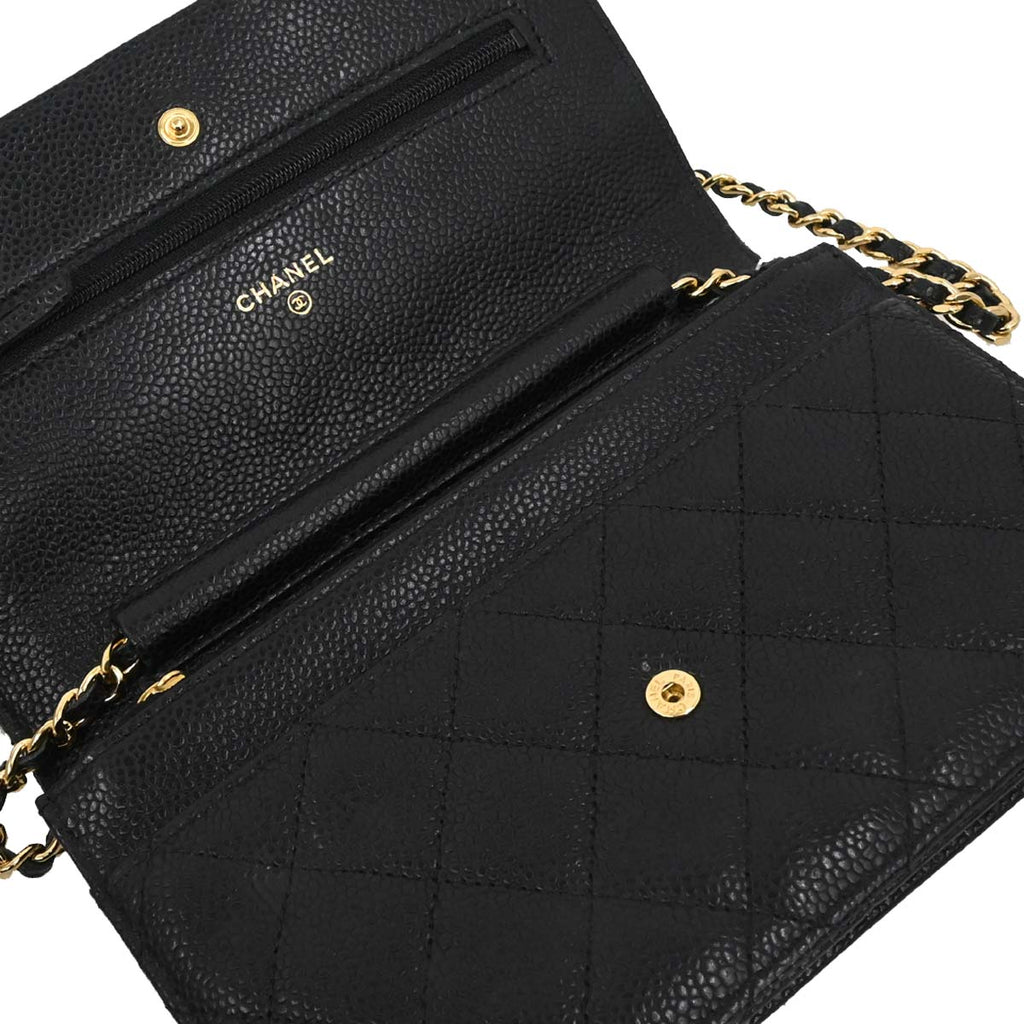 Chanel 2015-2016 Black Caviar Skin Classic WOC Wallet on Chain Bag