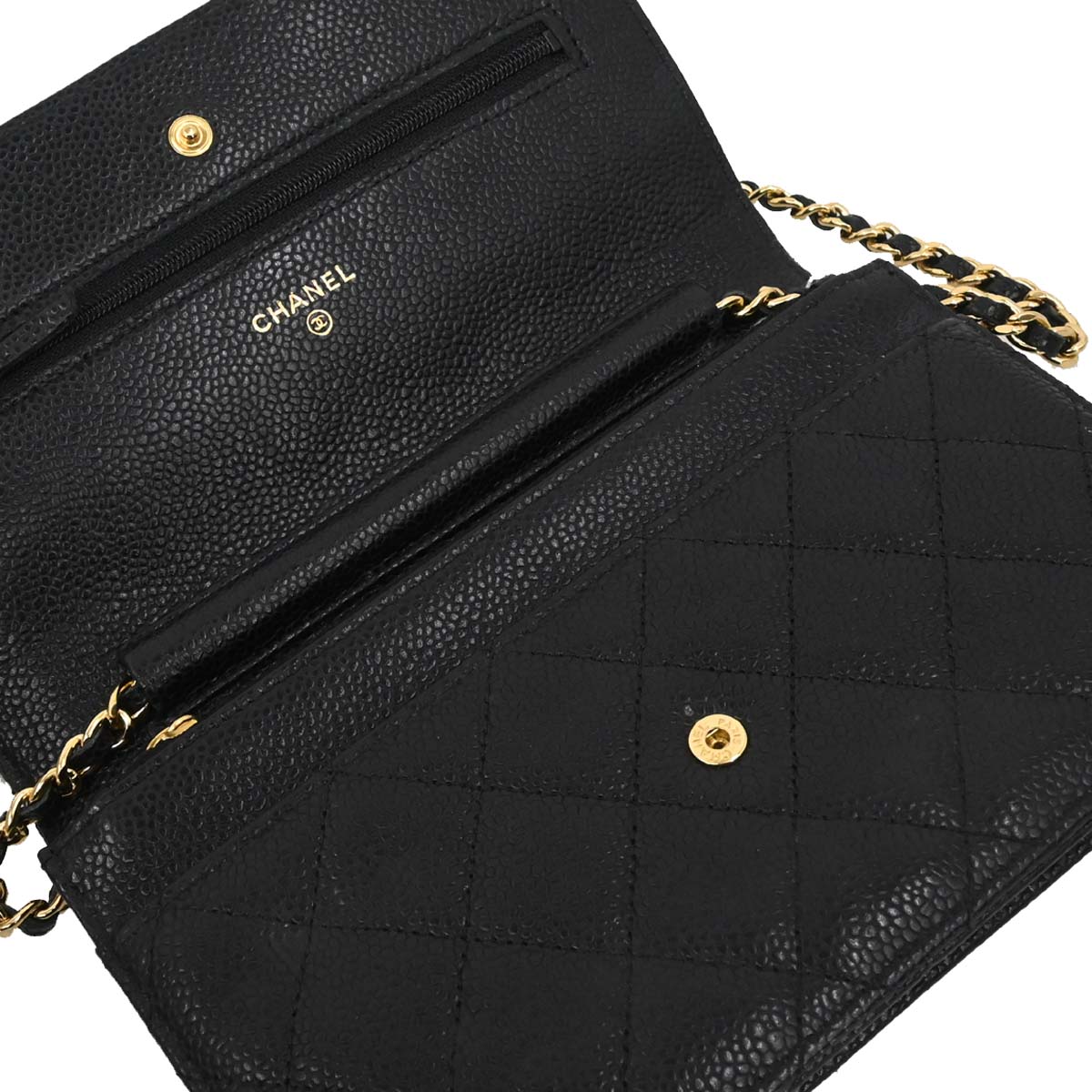 Chanel 2015-2016 Black Caviar Skin Classic WOC Wallet on Chain Bag