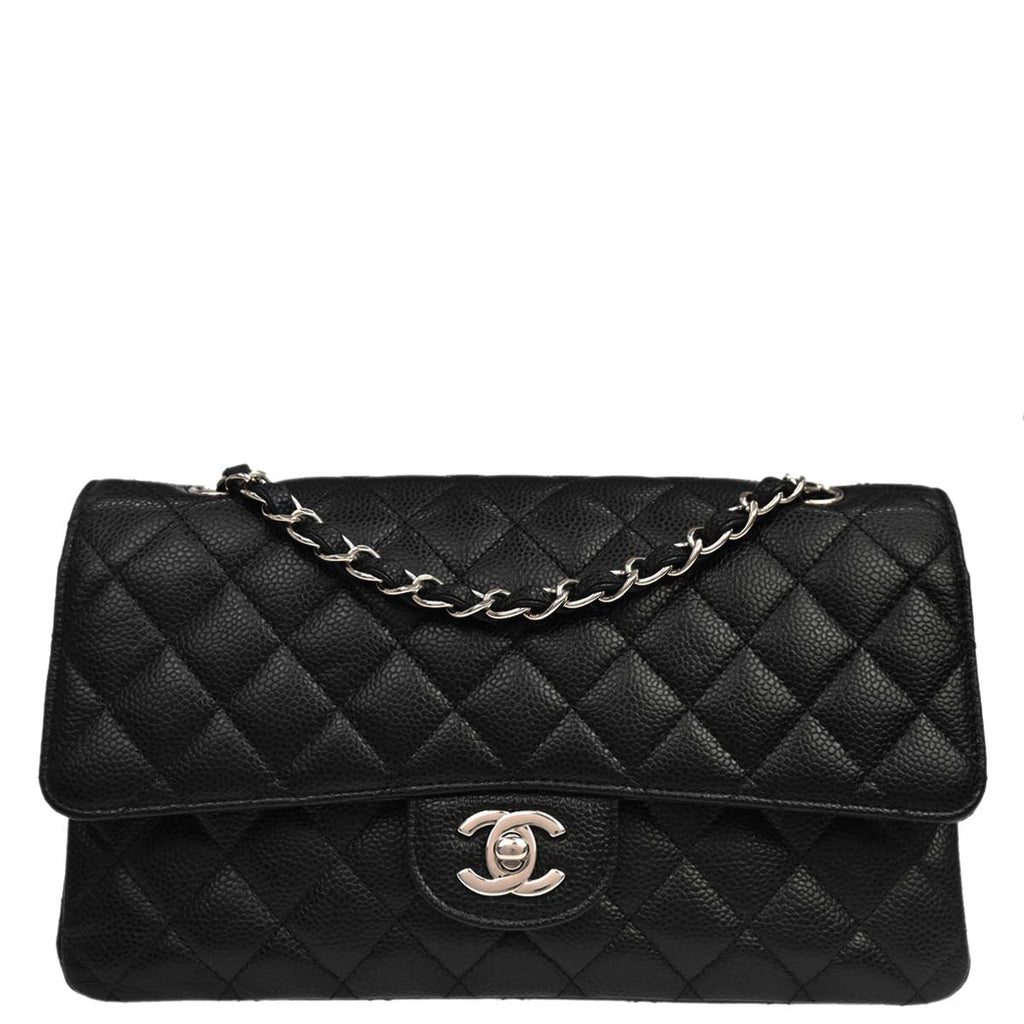 Chanel 2012 Black Caviar Medium Classic Double Flap Shoulder Bag