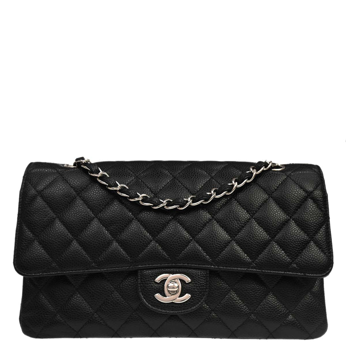 Chanel 2012 Black Caviar Medium Classic Double Flap Shoulder Bag