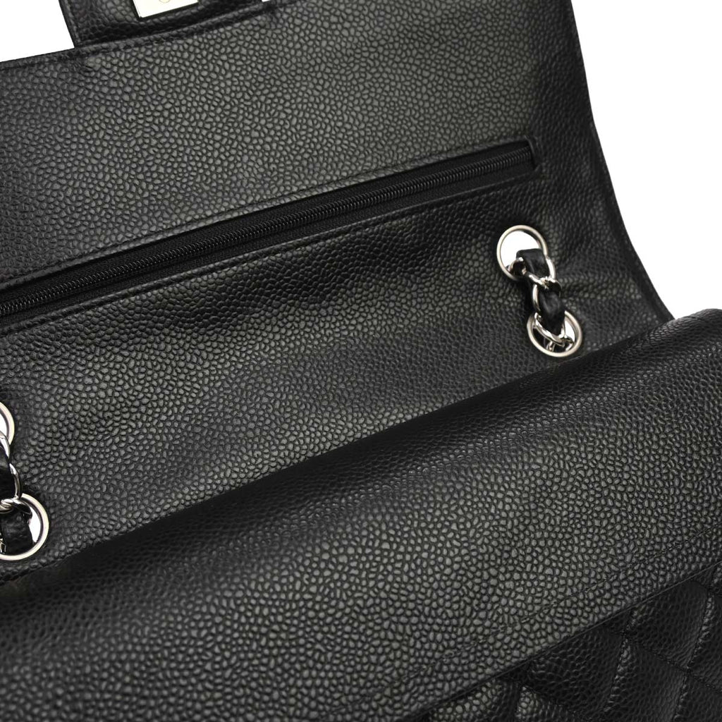 Chanel 2012 Black Caviar Medium Classic Double Flap Shoulder Bag