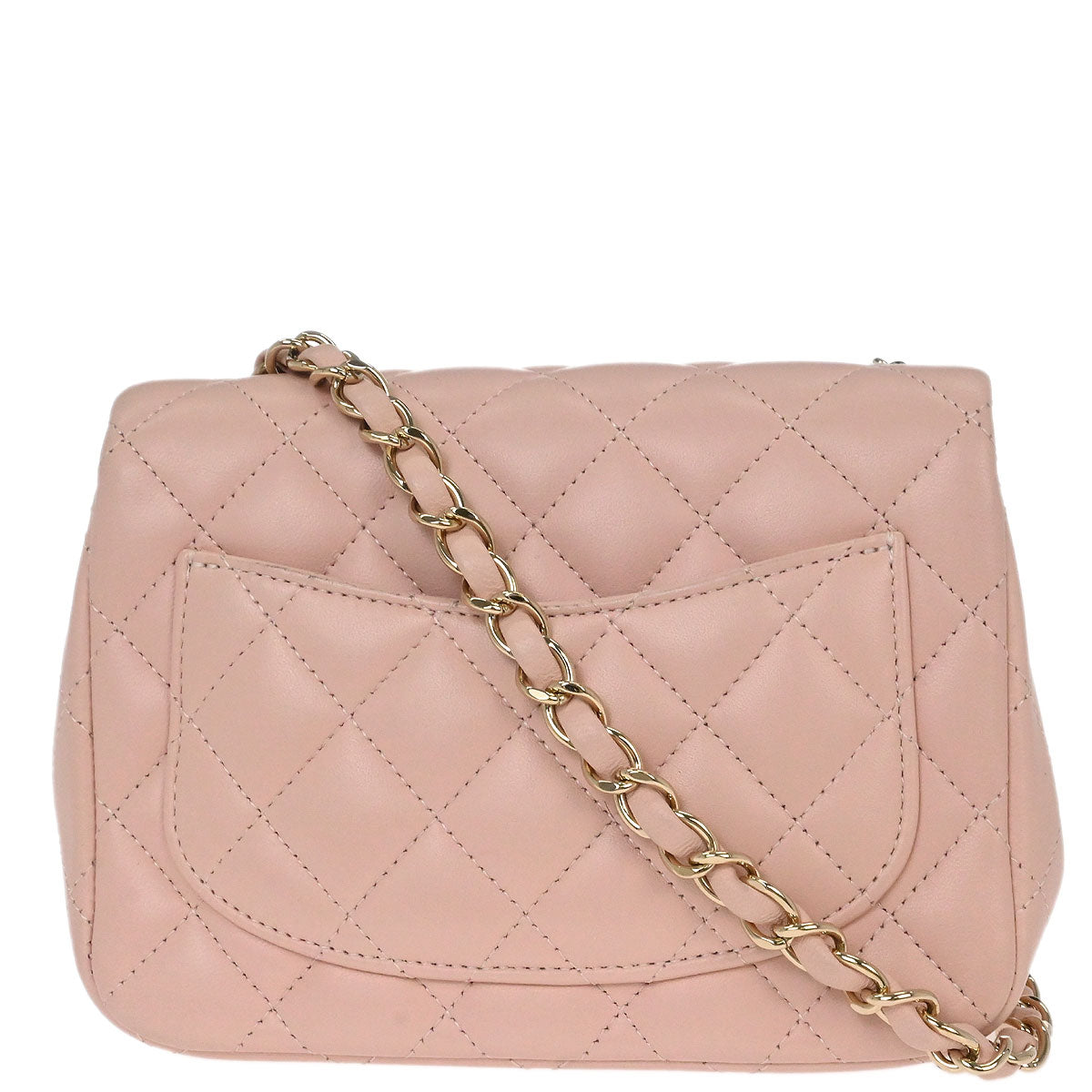 Chanel 2017 Pink Lambskin Mini Classic Square Flap Shoulder Bag