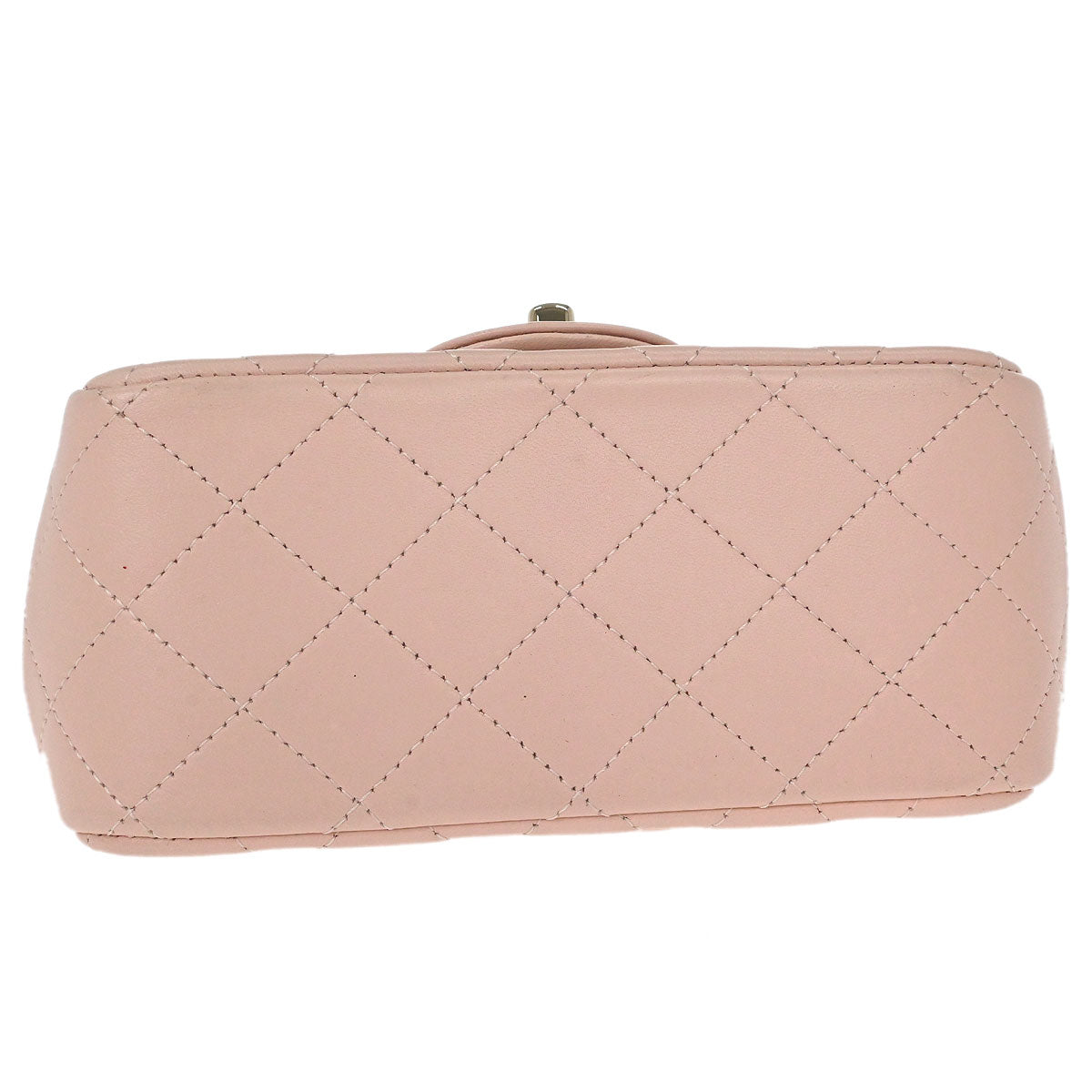 Chanel 2017 Pink Lambskin Mini Classic Square Flap Shoulder Bag