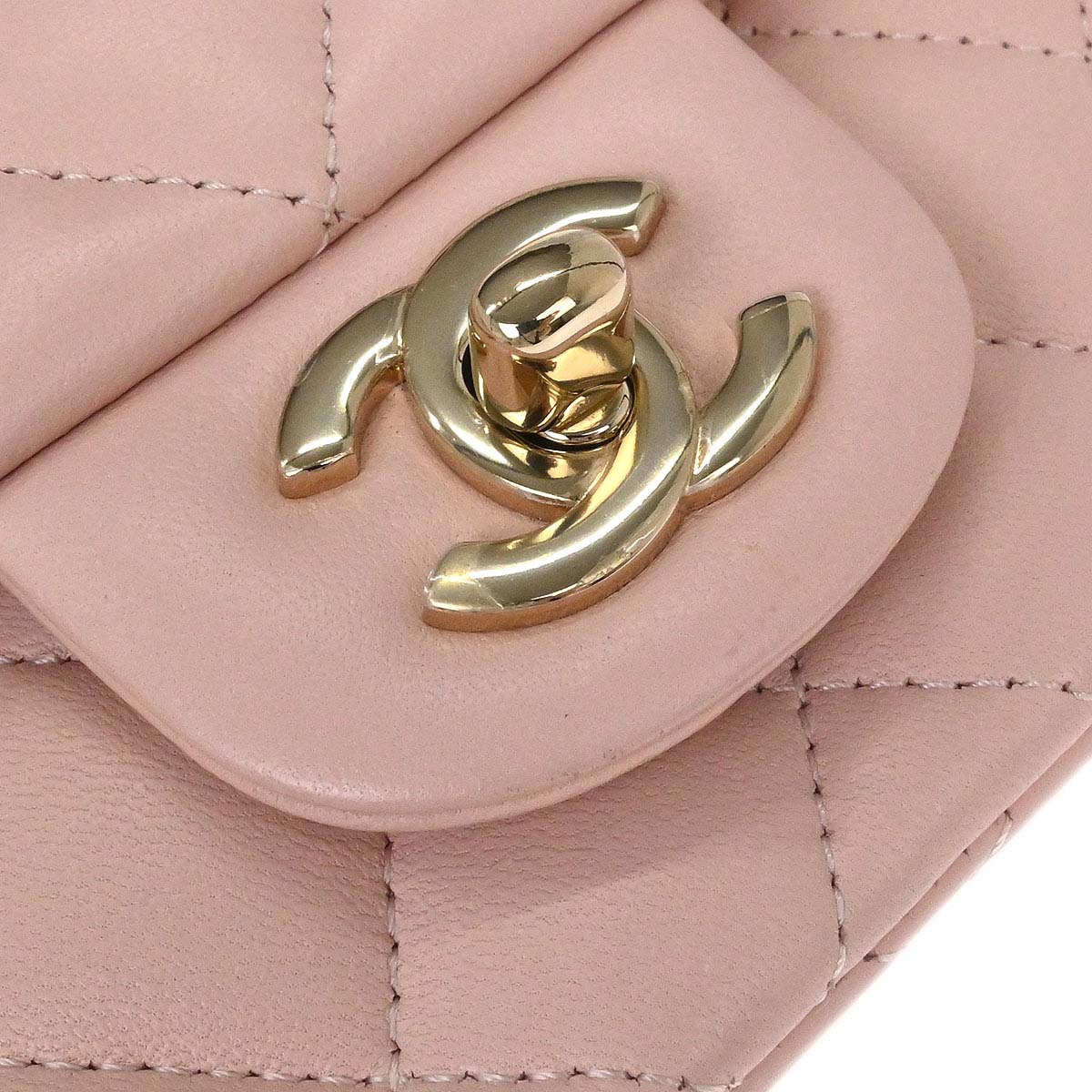 Chanel 2017 Pink Lambskin Mini Classic Square Flap Shoulder Bag
