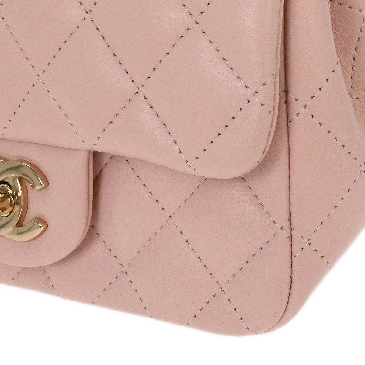 Chanel 2017 Pink Lambskin Mini Classic Square Flap Shoulder Bag