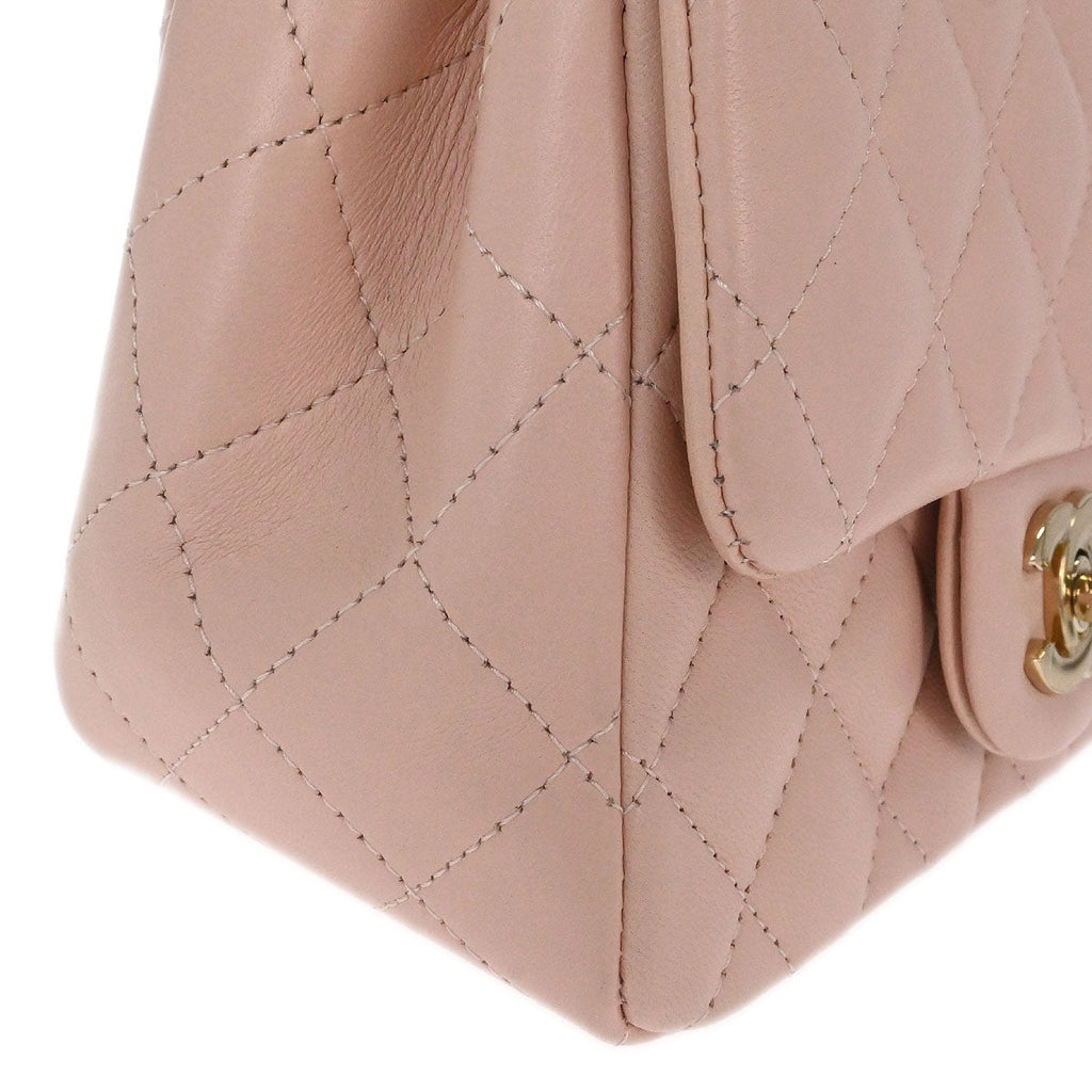 Chanel 2017 Pink Lambskin Mini Classic Square Flap Shoulder Bag