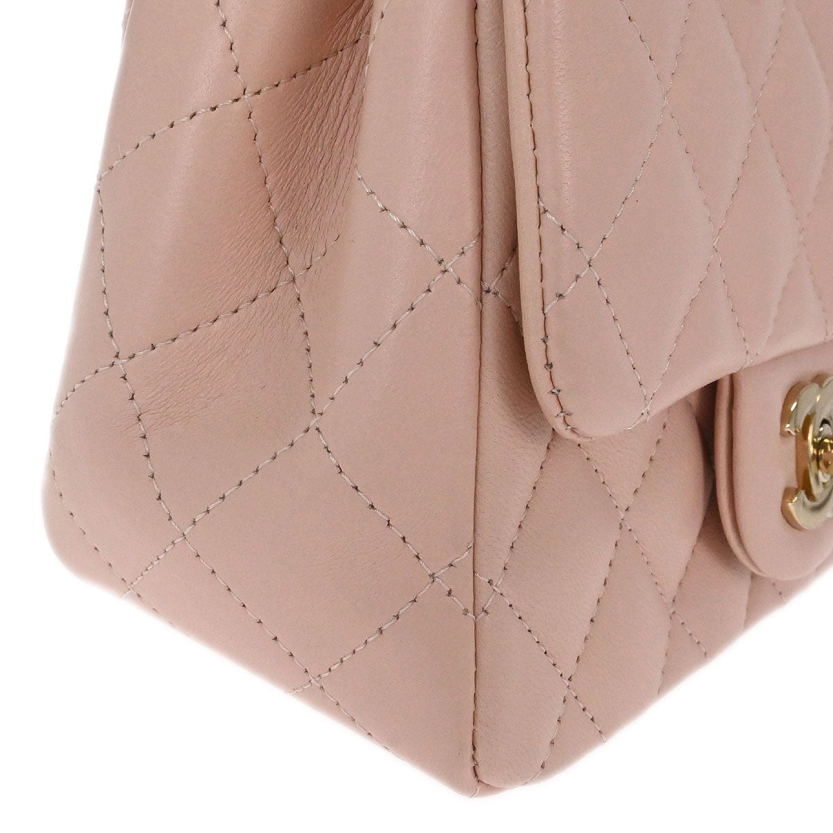 Chanel 2017 Pink Lambskin Mini Classic Square Flap Shoulder Bag