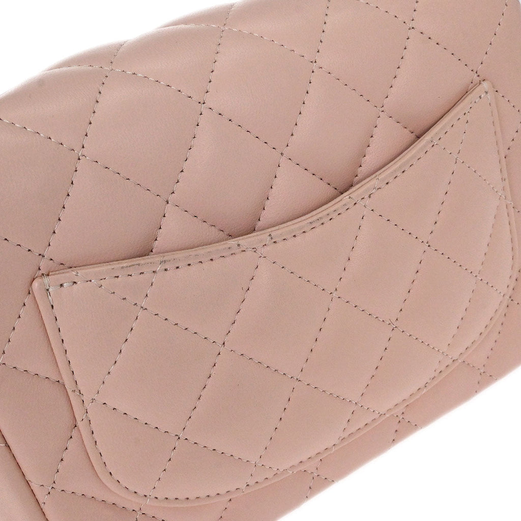 Chanel 2017 Pink Lambskin Mini Classic Square Flap Shoulder Bag