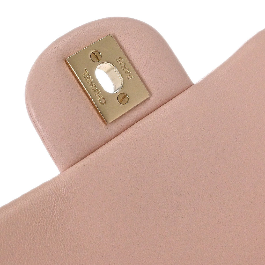 Chanel 2017 Pink Lambskin Mini Classic Square Flap Shoulder Bag