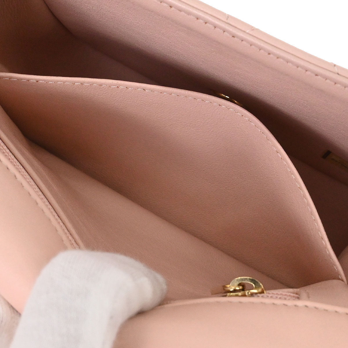 Chanel 2017 Pink Lambskin Mini Classic Square Flap Shoulder Bag