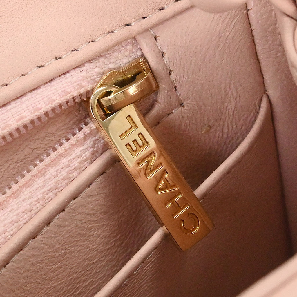 Chanel 2017 Pink Lambskin Mini Classic Square Flap Shoulder Bag
