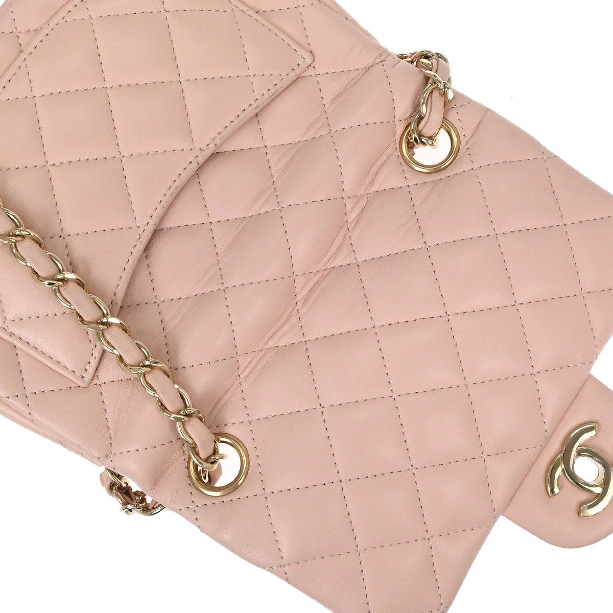Chanel 2017 Pink Lambskin Mini Classic Square Flap Shoulder Bag