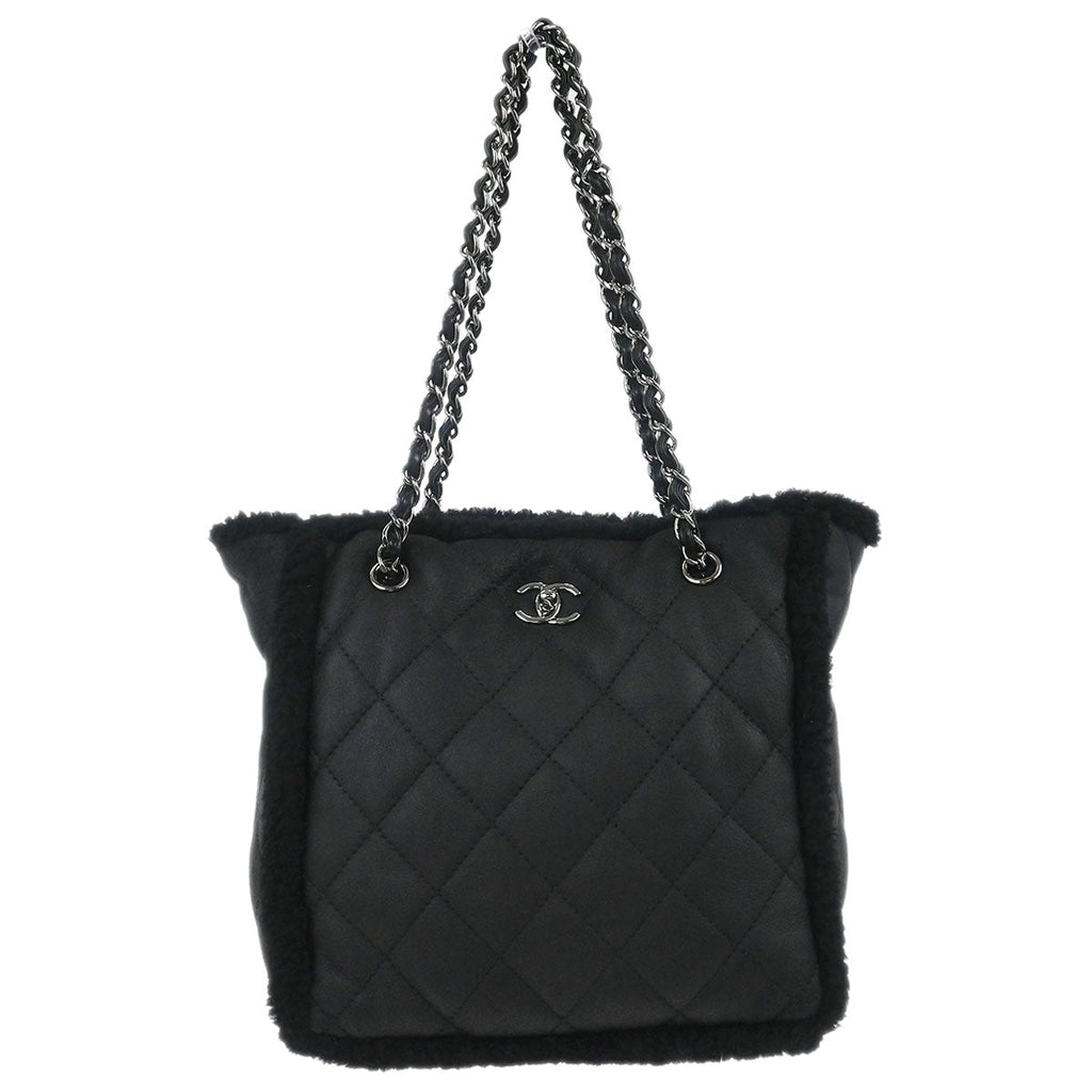 Chanel 2018-2019 Black Mouton Chain Tote Bag