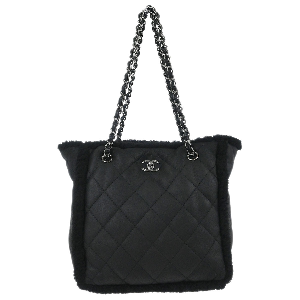 Chanel 2018-2019 Black Mouton Chain Tote Bag
