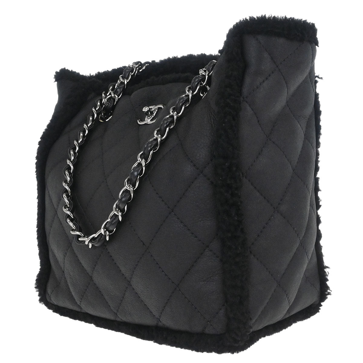 Chanel 2018-2019 Black Mouton Chain Tote Bag