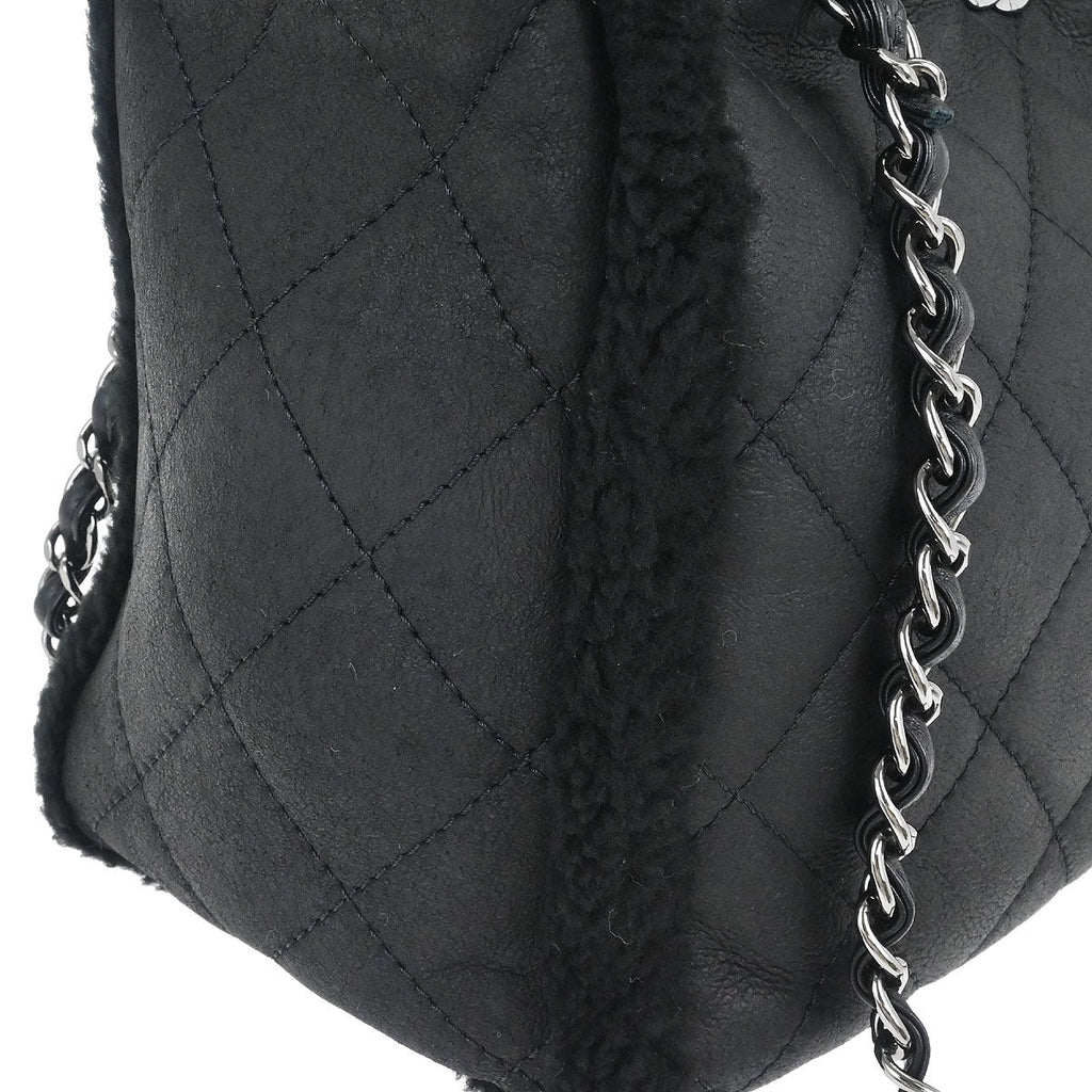 Chanel 2018-2019 Black Mouton Chain Tote Bag
