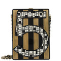 Chanel 2015-2016 Black Acrylic Rhinestone Plexiglass Mosaic No.5 Box Shoulder Bag