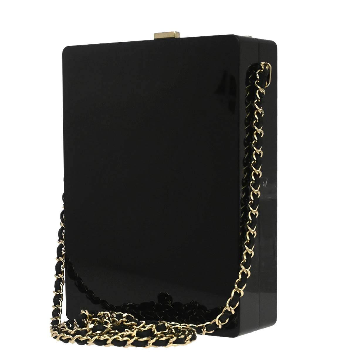 Chanel 2015-2016 Black Acrylic Rhinestone Plexiglass Mosaic No.5 Box Shoulder Bag