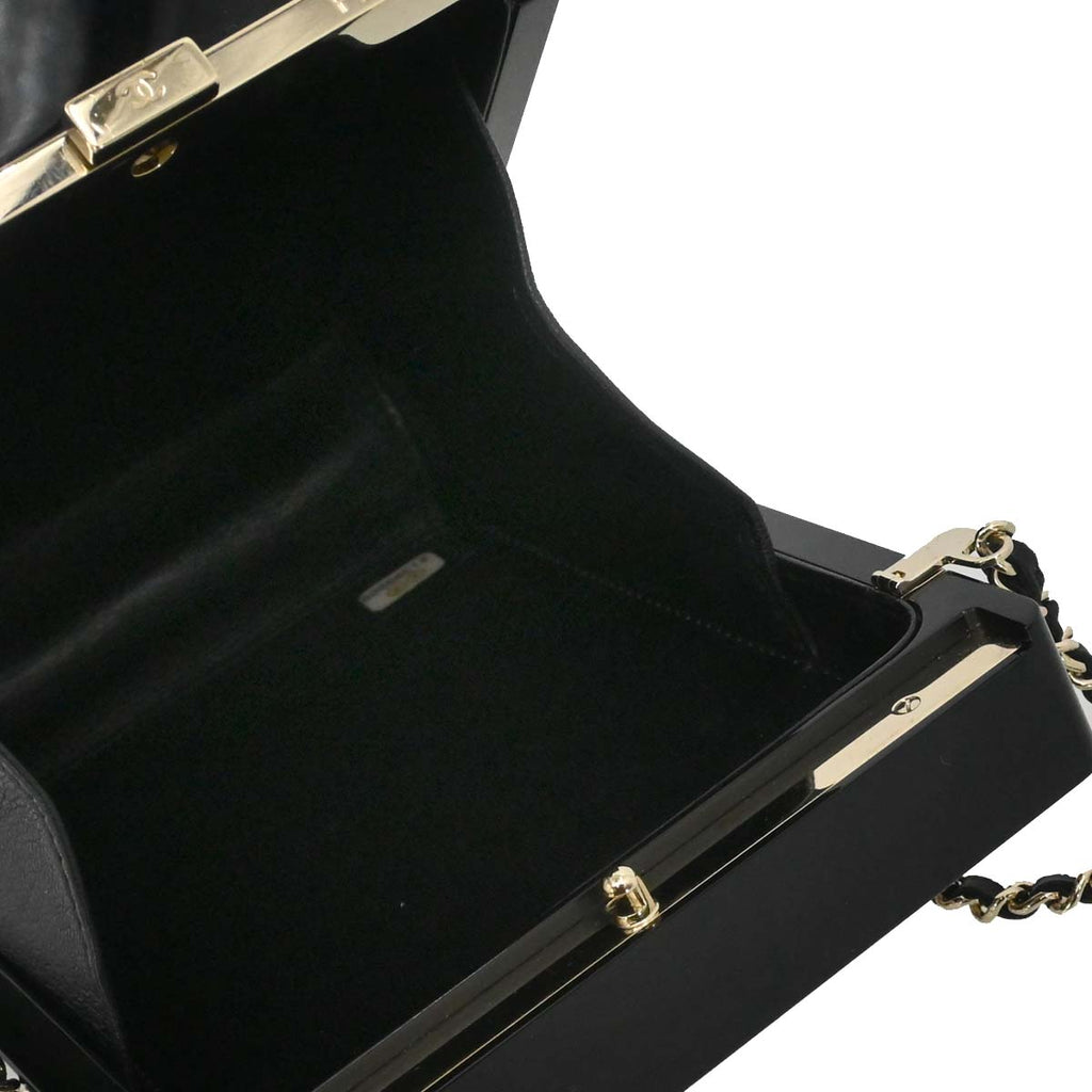 Chanel 2015-2016 Black Acrylic Rhinestone Plexiglass Mosaic No.5 Box Shoulder Bag