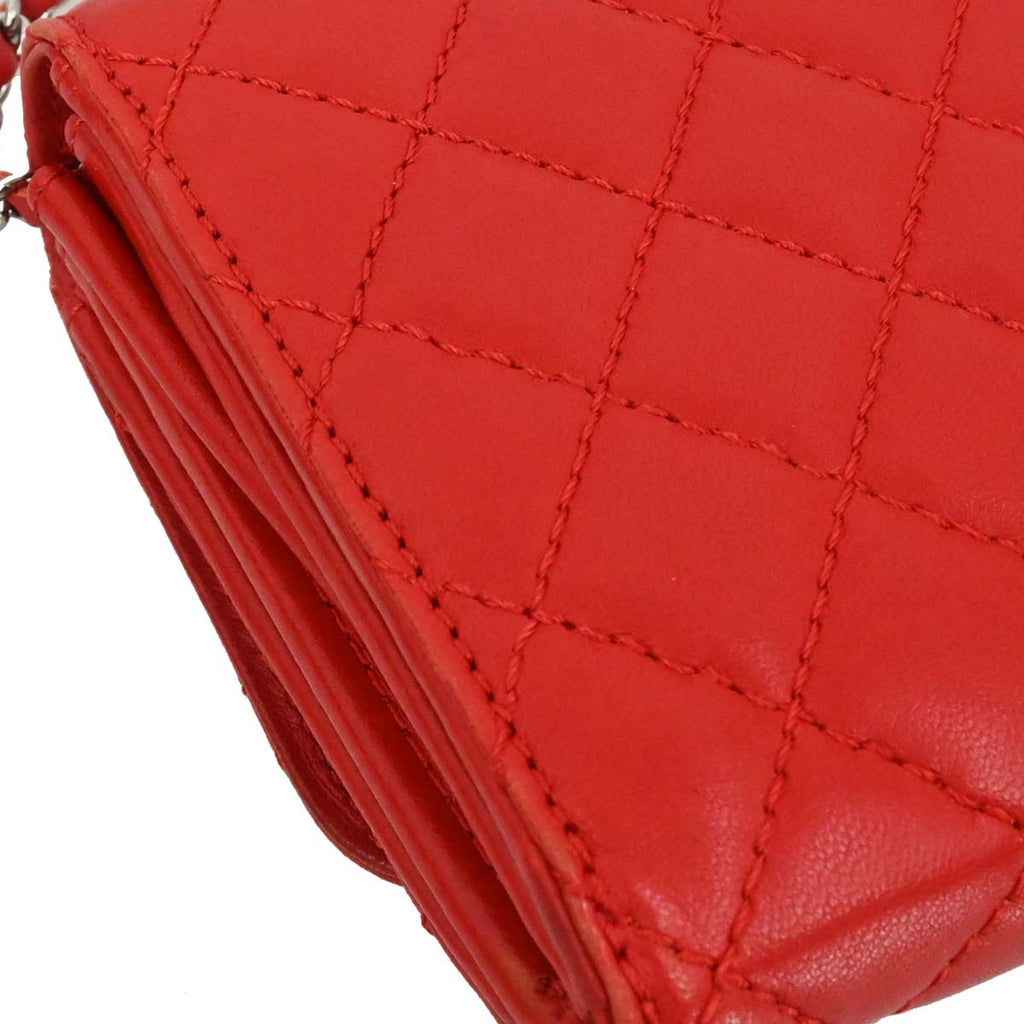 Chanel 2010-2011 Red Lambskin WOC Wallet on Chain Bag