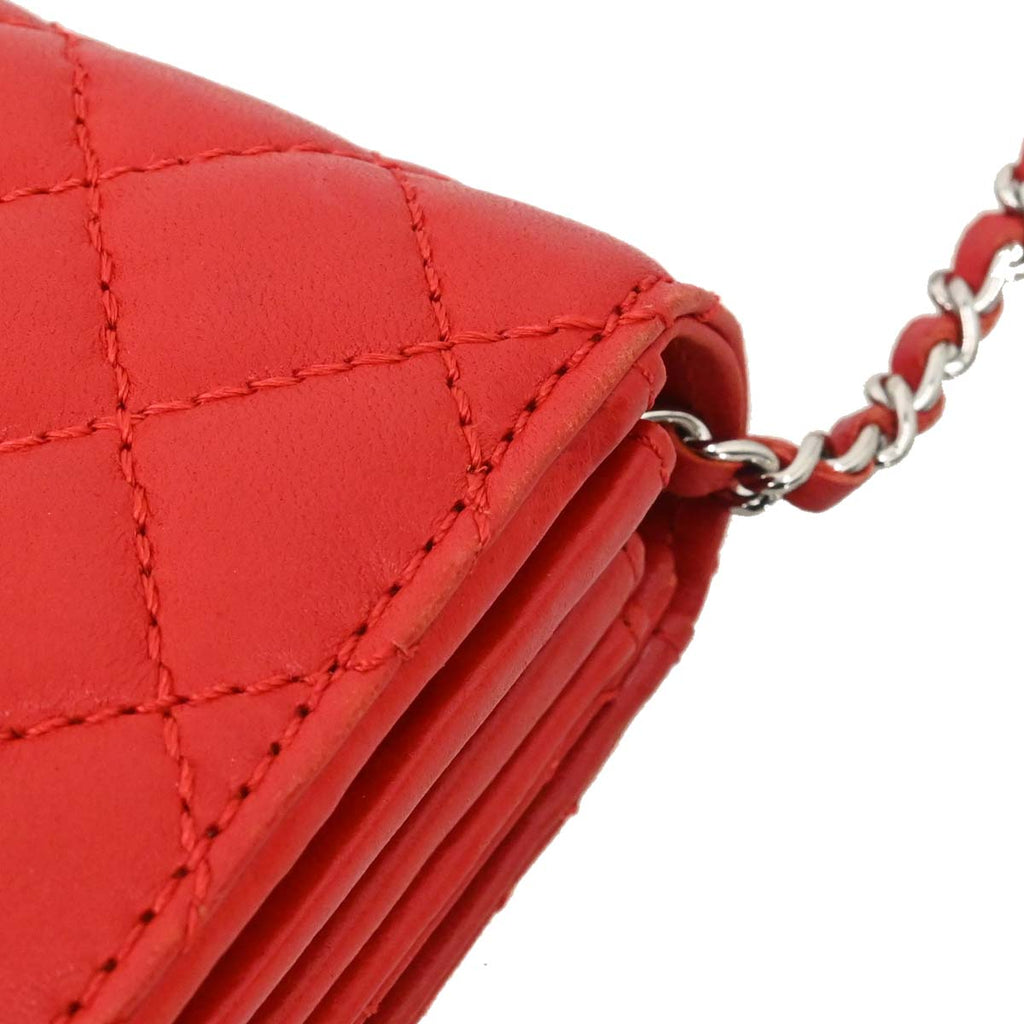 Chanel 2010-2011 Red Lambskin WOC Wallet on Chain Bag
