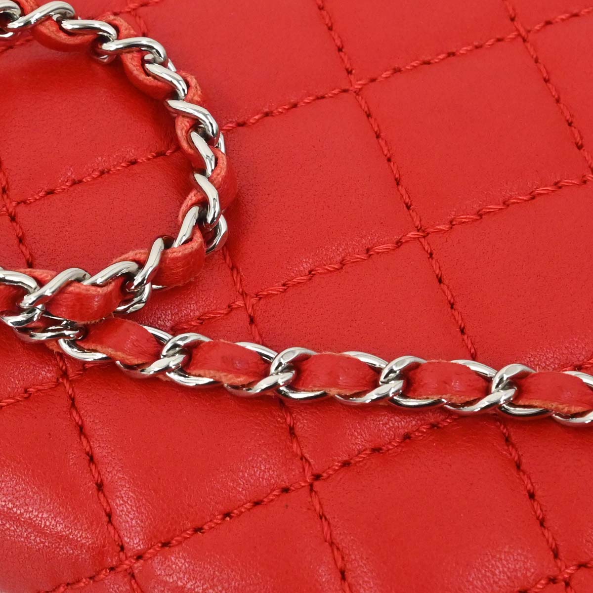 Chanel 2010-2011 Red Lambskin WOC Wallet on Chain Bag