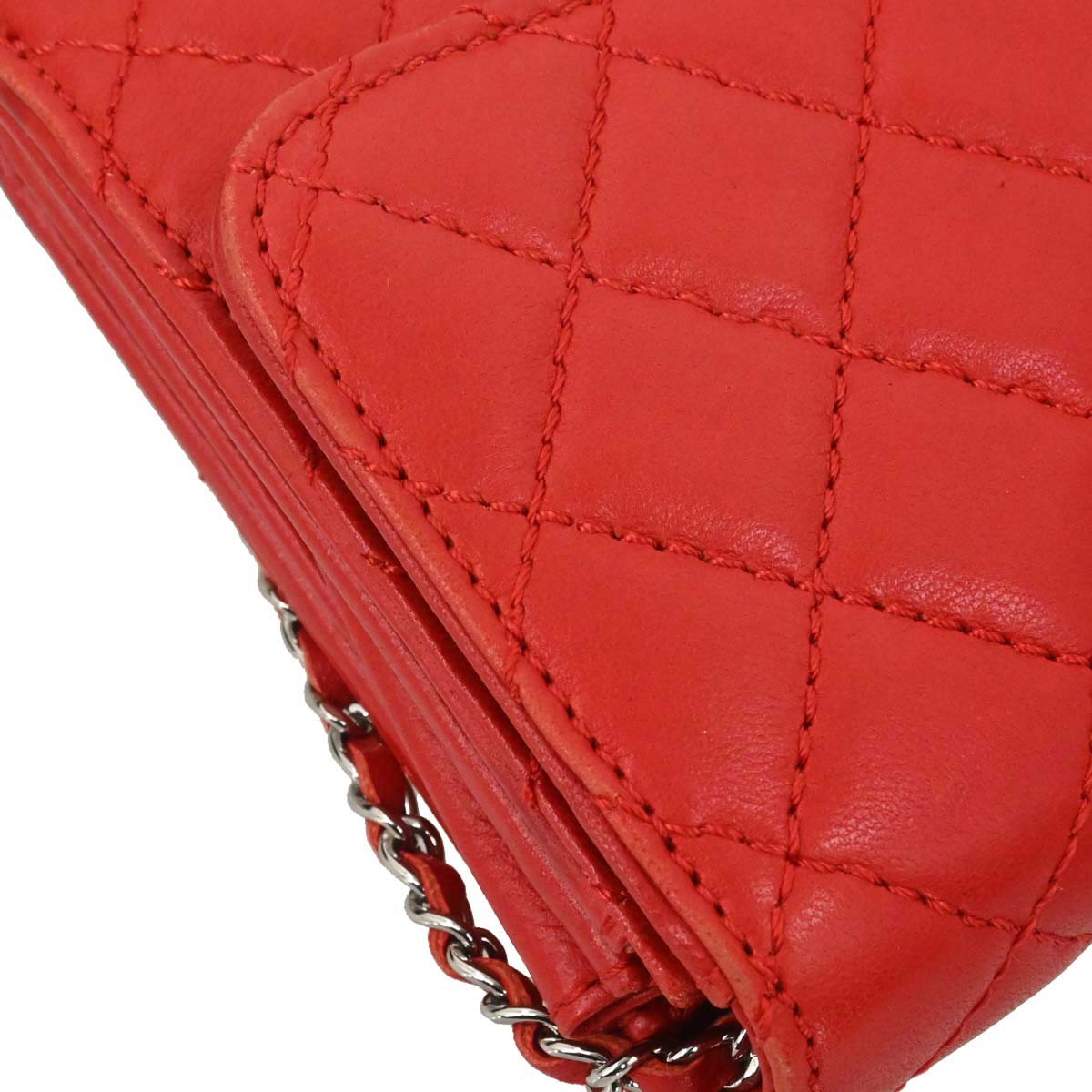 Chanel 2010-2011 Red Lambskin WOC Wallet on Chain Bag