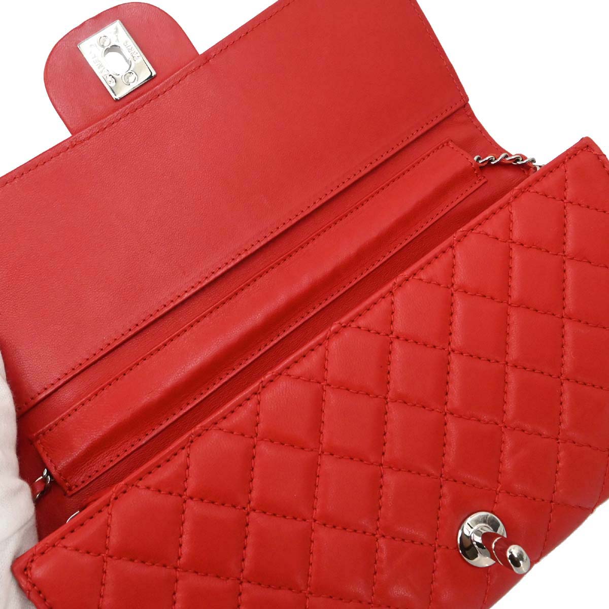 Chanel 2010-2011 Red Lambskin WOC Wallet on Chain Bag