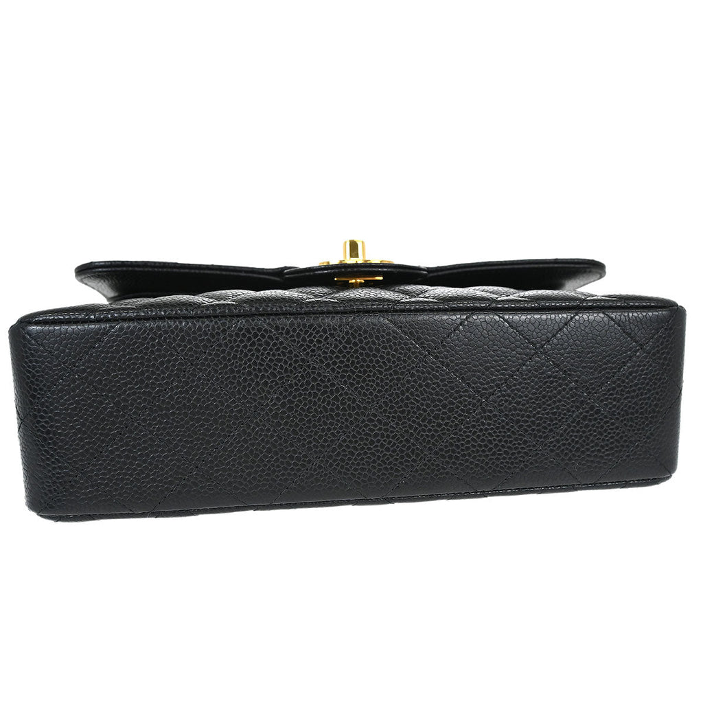 Chanel 2017 Black Caviar Skin Small Classic Double Flap Shoulder Bag