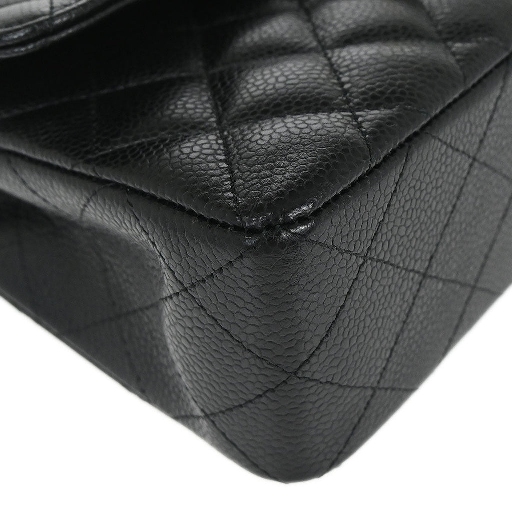 Chanel 2017 Black Caviar Skin Small Classic Double Flap Shoulder Bag