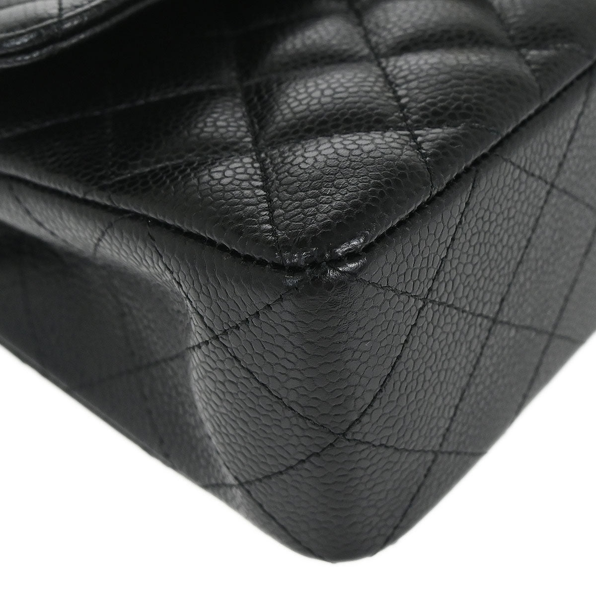 Chanel 2017 Black Caviar Skin Small Classic Double Flap Shoulder Bag
