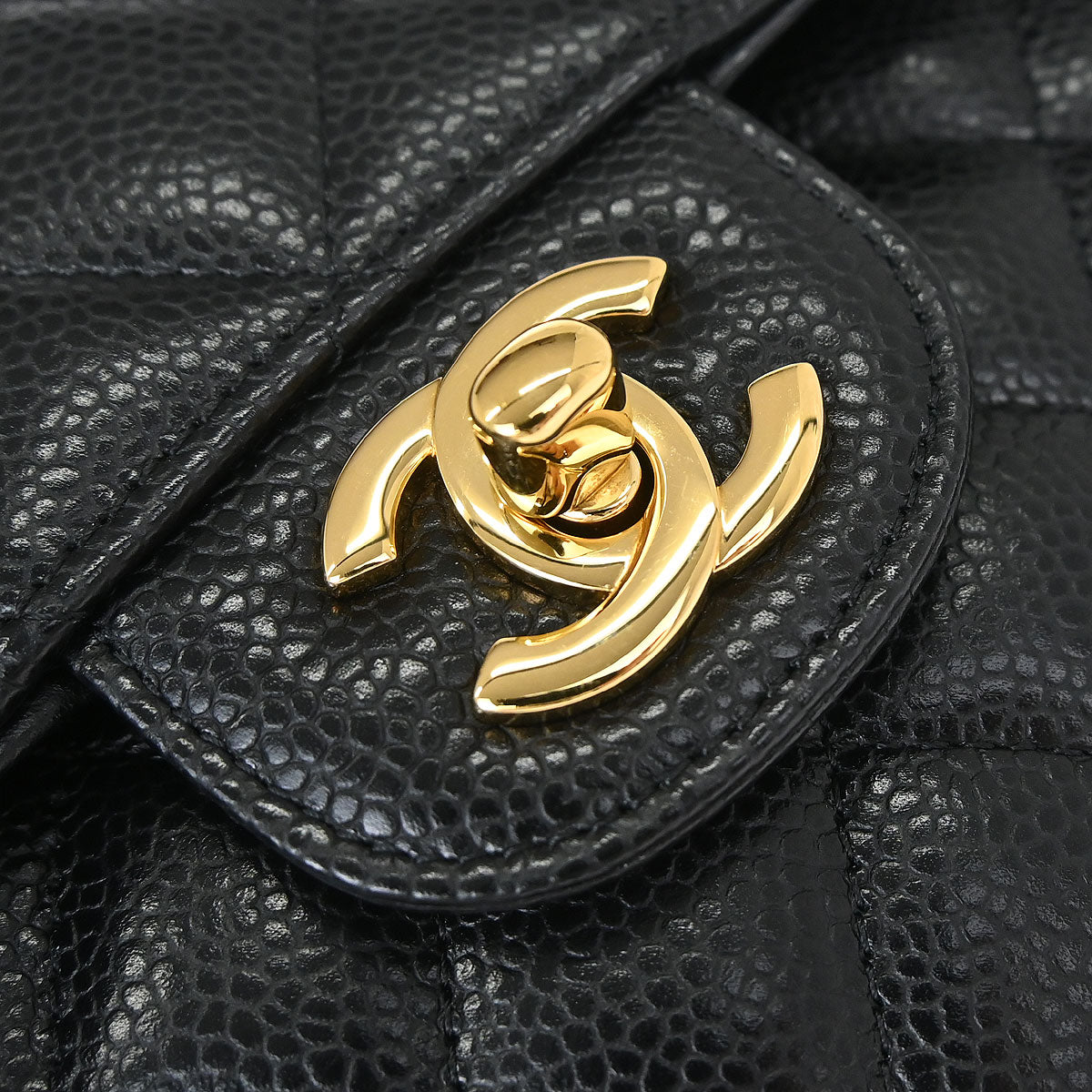 Chanel 2017 Black Caviar Skin Small Classic Double Flap Shoulder Bag