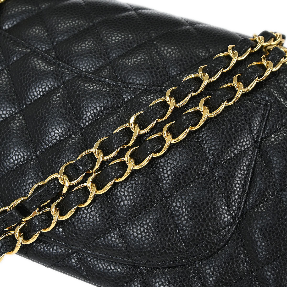 Chanel 2017 Black Caviar Skin Small Classic Double Flap Shoulder Bag