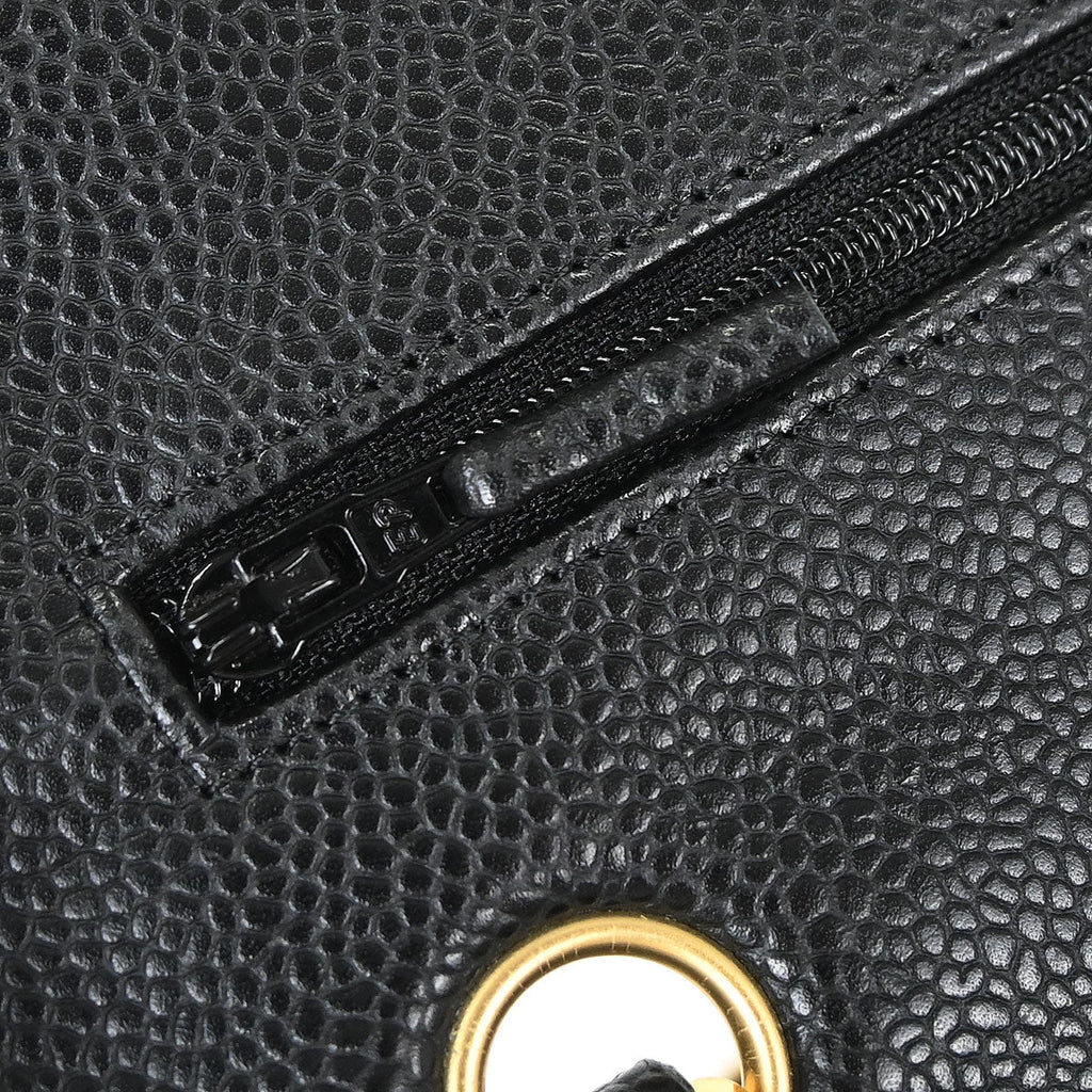 Chanel 2017 Black Caviar Skin Small Classic Double Flap Shoulder Bag
