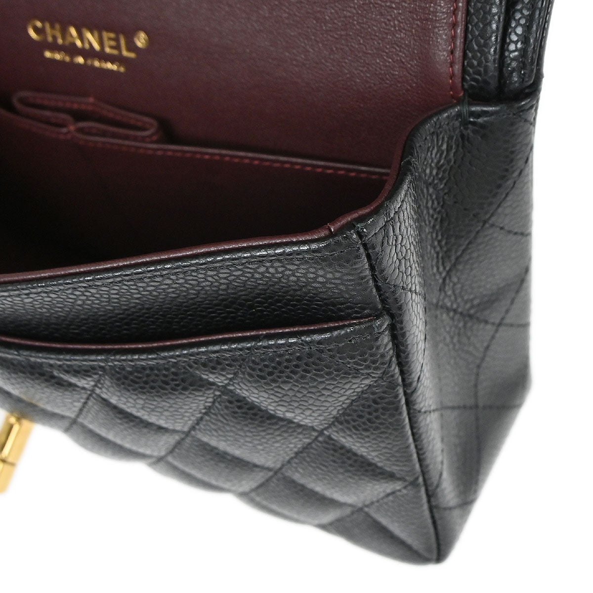 Chanel 2017 Black Caviar Skin Small Classic Double Flap Shoulder Bag