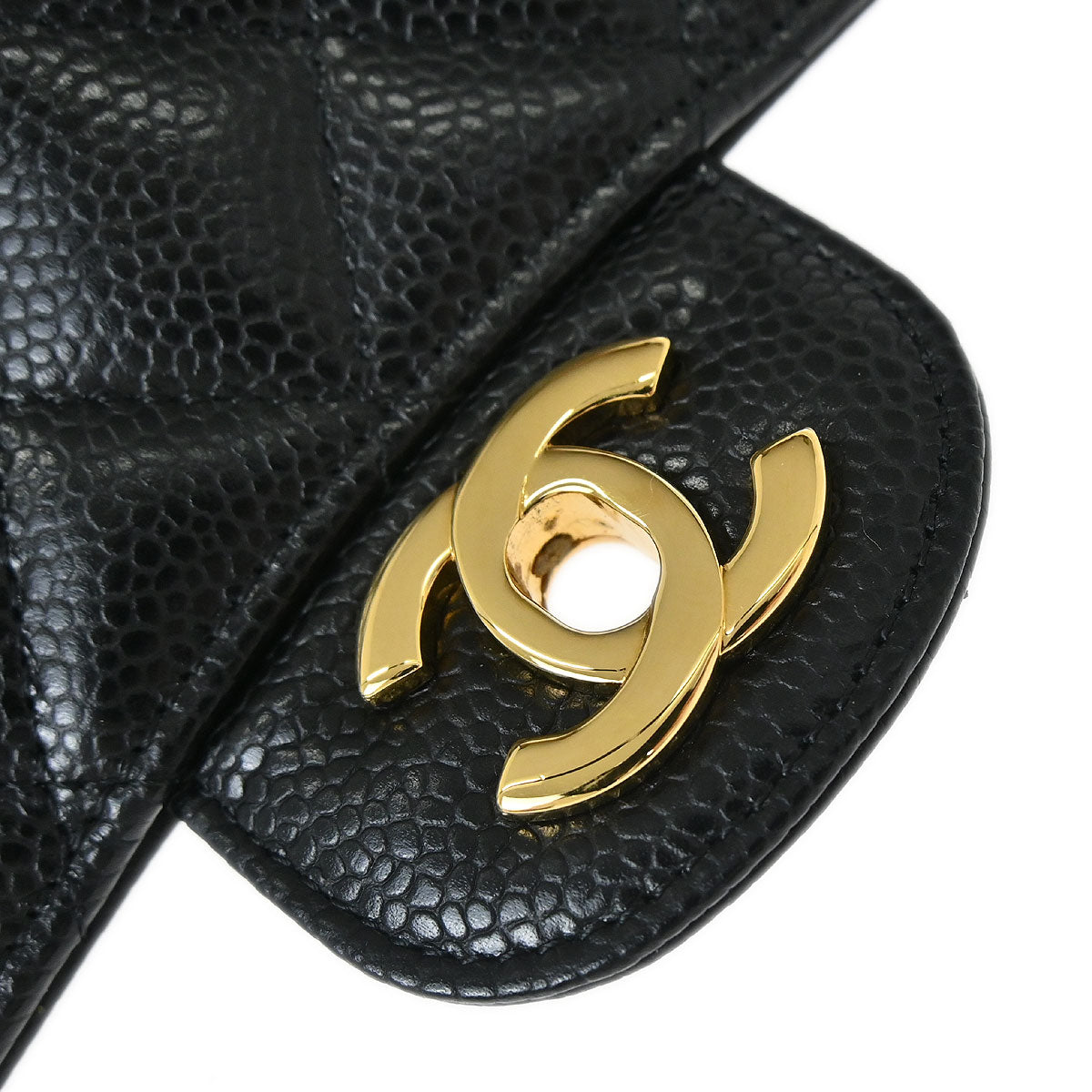 Chanel 2017 Black Caviar Skin Small Classic Double Flap Shoulder Bag