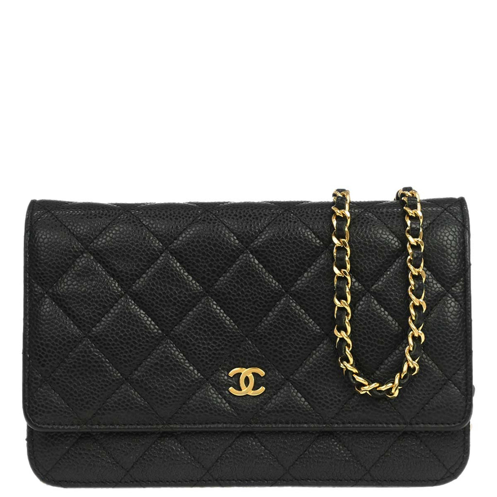 Chanel 2014-2015 Black Caviar Skin Classic WOC Wallet on Chain Bag
