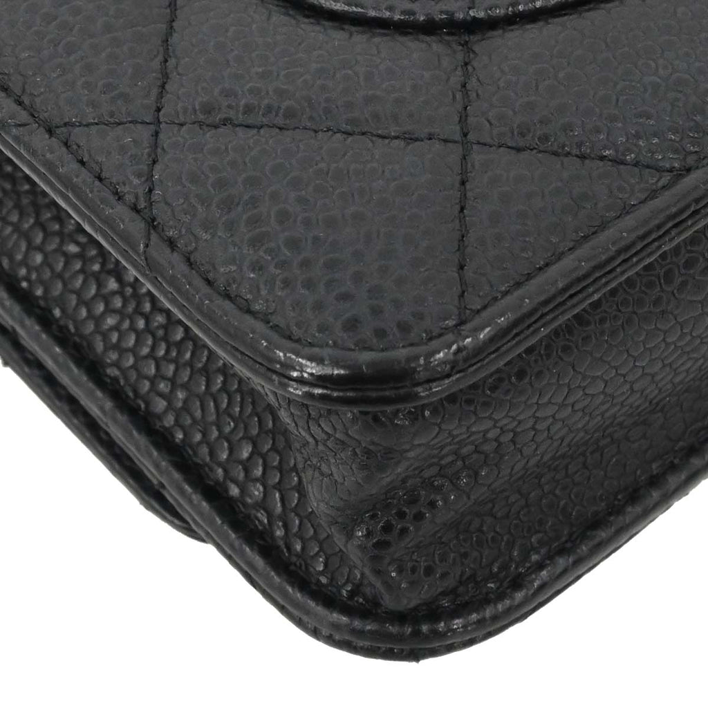 Chanel 2014-2015 Black Caviar Skin Classic WOC Wallet on Chain Bag