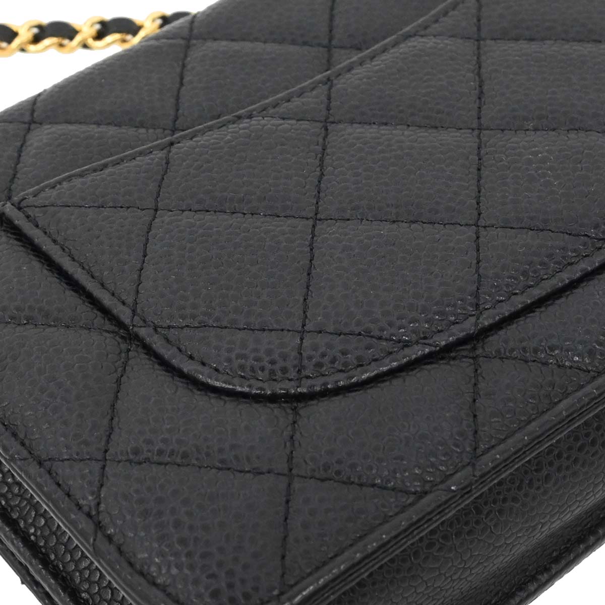 Chanel 2014-2015 Black Caviar Skin Classic WOC Wallet on Chain Bag