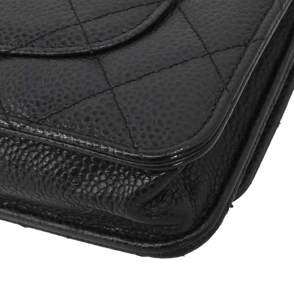 Chanel 2014-2015 Black Caviar Skin Classic WOC Wallet on Chain Bag