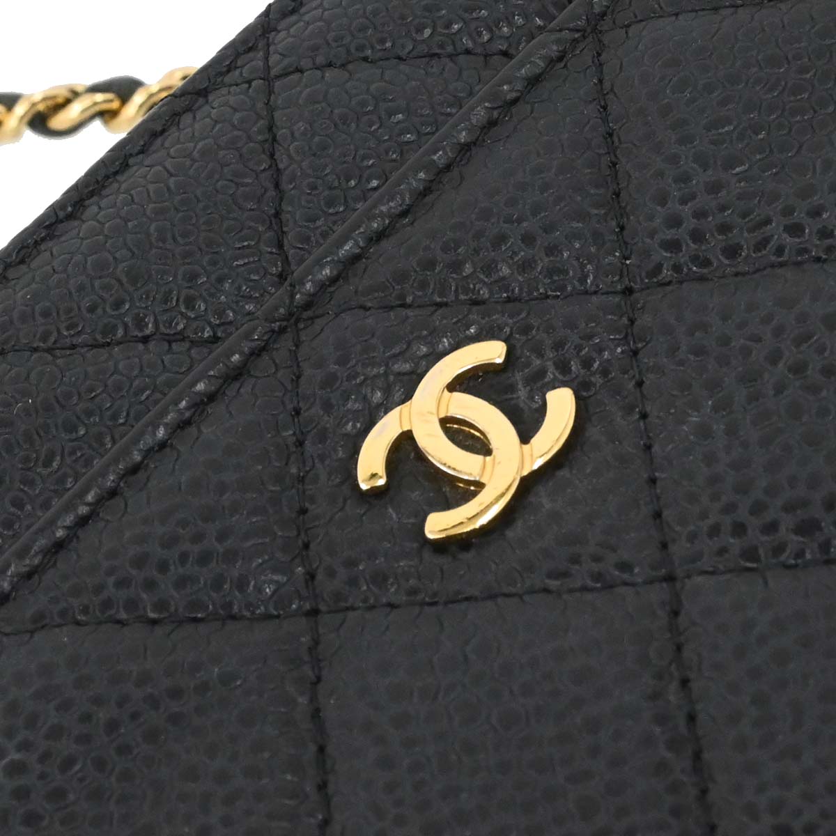 Chanel 2014-2015 Black Caviar Skin Classic WOC Wallet on Chain Bag