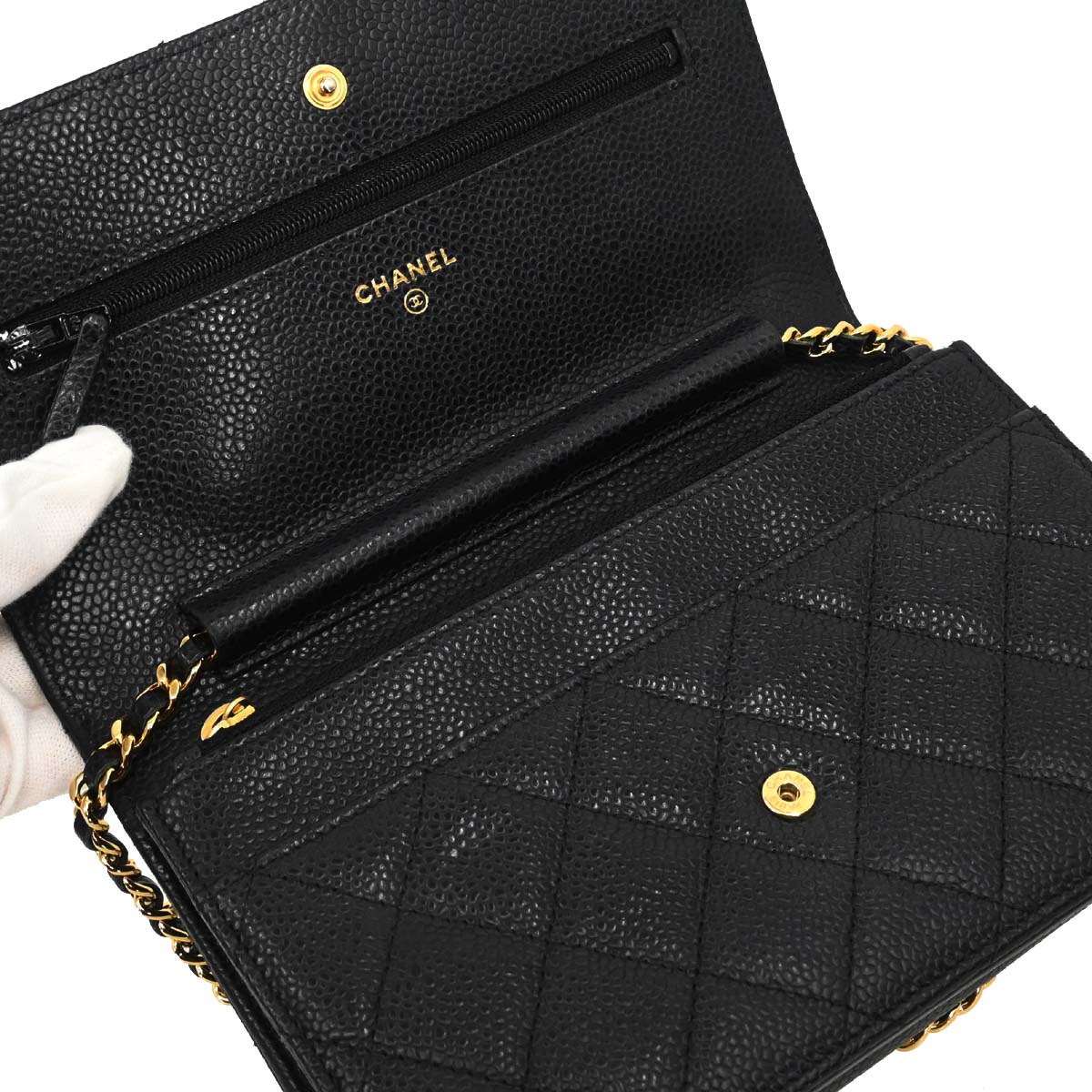 Chanel 2014-2015 Black Caviar Skin Classic WOC Wallet on Chain Bag
