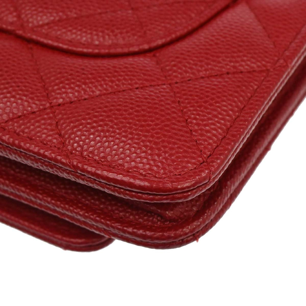 Chanel 2017-2018 Red Caviar Skin Classic WOC Wallet on Chain Bag
