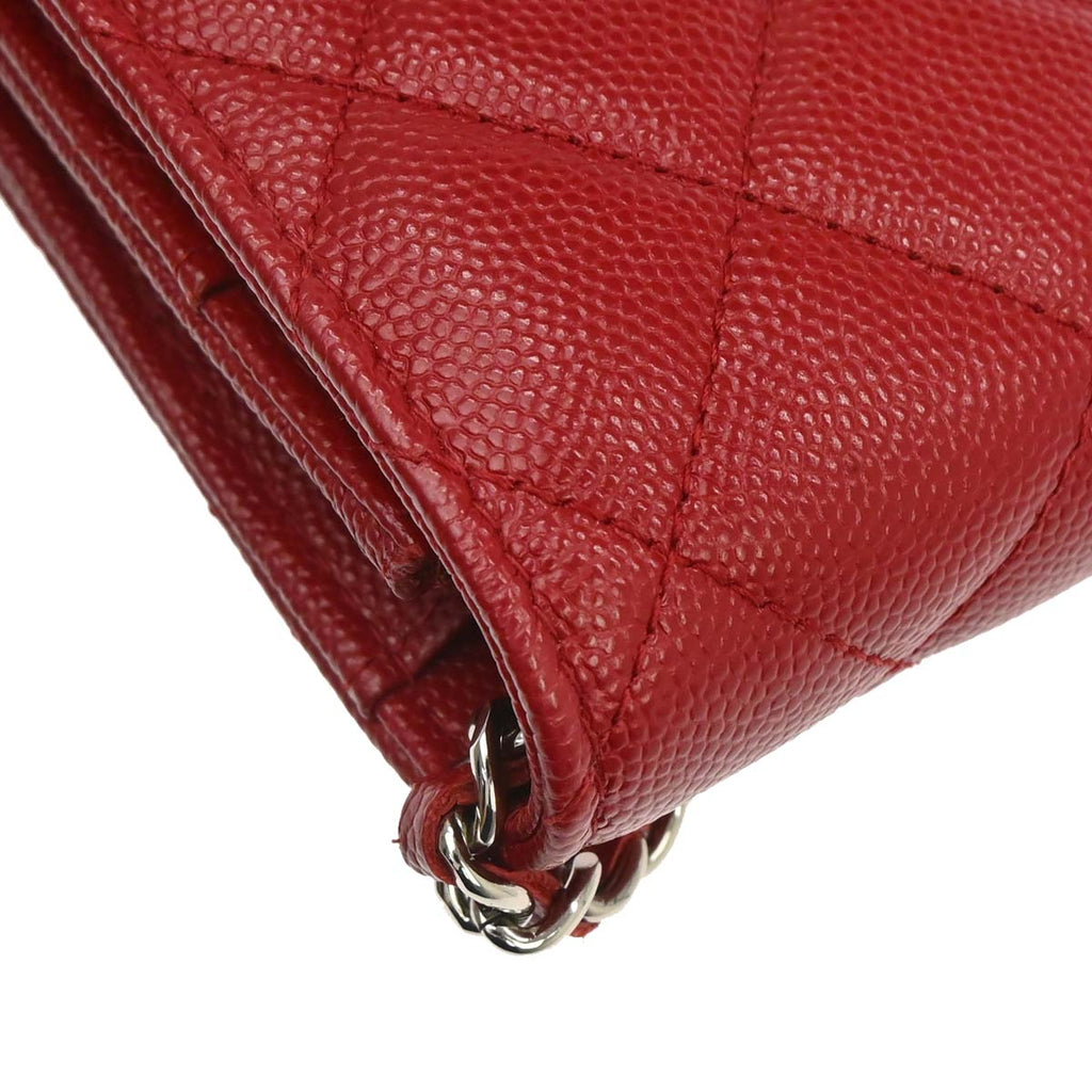 Chanel 2017-2018 Red Caviar Skin Classic WOC Wallet on Chain Bag